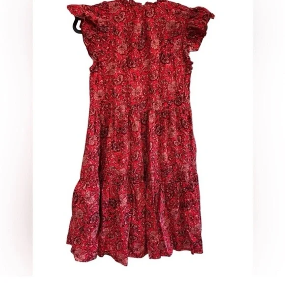 Ulla Johnson / Hana floral high neck ruffle Dress in red poppy mini 0 - Picture 7 of 10